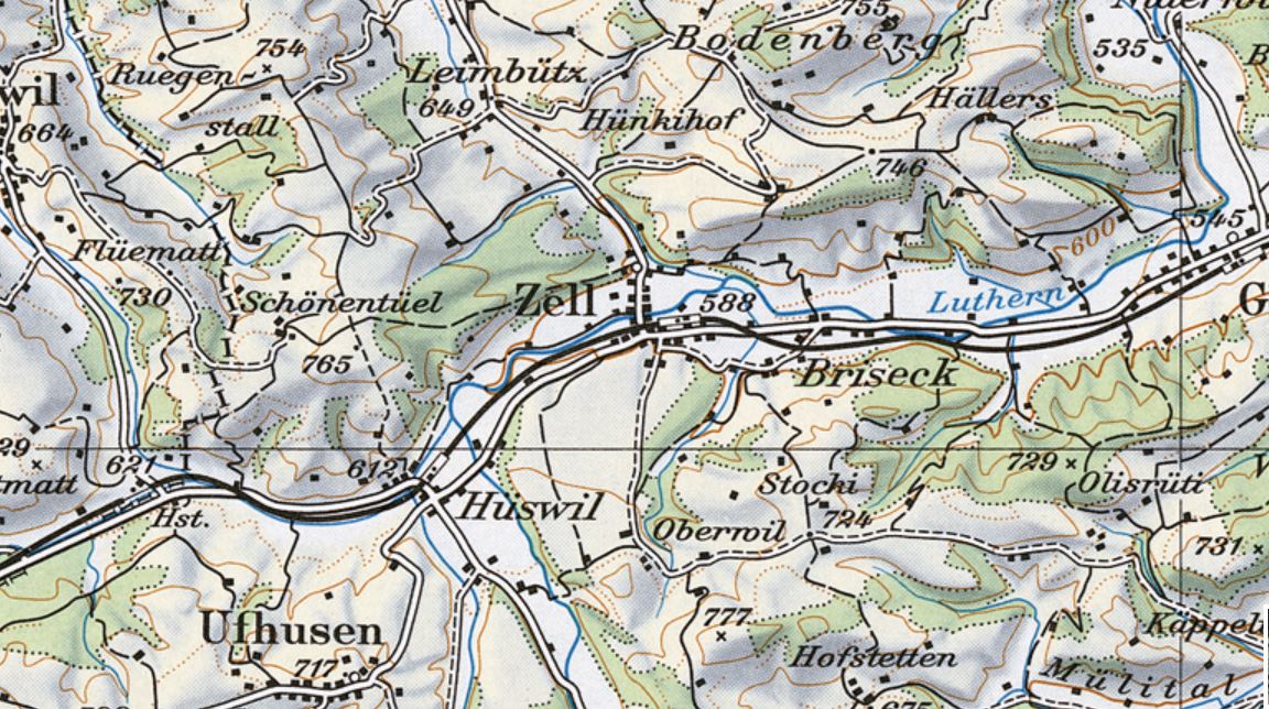 Siedlungsentwicklung in Zell 1960